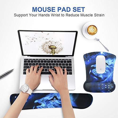 Mouse Pad with Wrist Support and Keyboard Wrist Rest Pad Set,Ergonomic Mouse Pads for Computers Laptop,Non-Slip Comfortable Mousepad w/Raised Memory Foam for Easy Typing Pain Relief (Eiffel Tower)