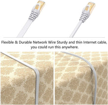 Load image into Gallery viewer, Cat7 Ethernet Patch Cable 50 ft White, Lovicool Ultra Fast 10 Gigabit Triple Shielded Ethernet Networking Wire Ethernet Cords with Gold Plated Head RJ45 Connector 15M
