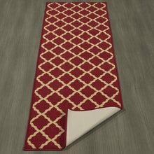 Load image into Gallery viewer, Ottomanson Ottohome Collection Contemporary Morrocan Trellis Design Non-Skid (Non-Slip) Rubber Backing Runner Rug, 20&quot; X 59&quot;, Red
