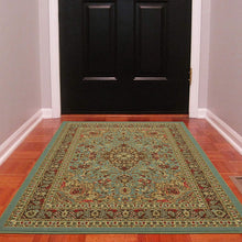 Load image into Gallery viewer, Ottomanson Ottohome Collection Persian Heriz Oriental Design with Non-Skid (Non-Slip) Rubber Backing Area Rug,5&#39;0&quot;X6&#39;6&quot;., Sage Green/Aqua Blue
