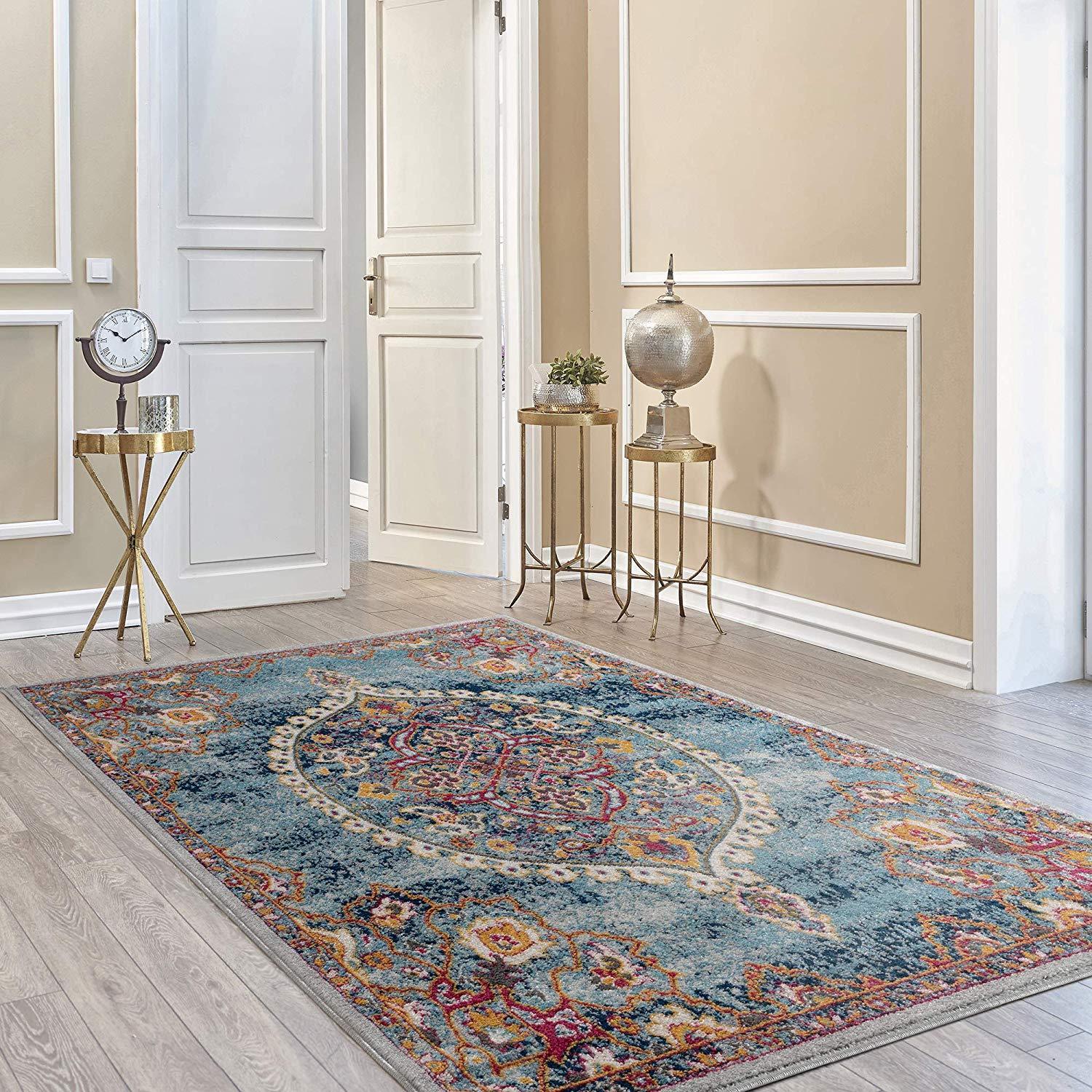 Ottomanson Area Rug, 5'3" x 7', Turquoise