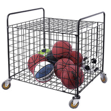 Load image into Gallery viewer, MyGift Metal Rolling Sports Ball Storage Hopper &amp; Equipment Cart
