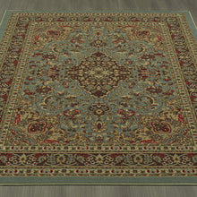 Load image into Gallery viewer, Ottomanson Ottohome Collection Persian Heriz Oriental Design with Non-Skid (Non-Slip) Rubber Backing Area Rug,5&#39;0&quot;X6&#39;6&quot;., Sage Green/Aqua Blue
