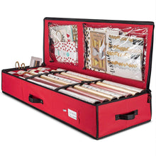 Load image into Gallery viewer, Premium Christmas Gift Wrap Organizer, Interior Pockets, fits 18-24 Standers Rolls, Underbed Storage, Wrapping Paper Storage Box by ZOBER
