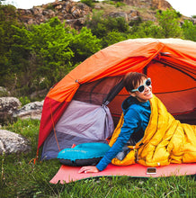 Load image into Gallery viewer, Pitch and Trek Camping Pillow Version 2.0 Blue - Inflatable Travel Pillow which is Super Compact, Compressible and Comfortable - Neck &amp; Lumbar Support Whilst Backpacking &amp; Hiking
