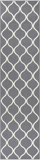 Maples Rugs Rebecca 2'6 x 10' Non Skid Hallway Carpet Entry Rugs Runners for Kitchen and Entryway, Grey/White