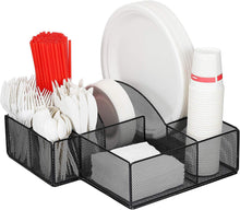 Load image into Gallery viewer, Cutlery Utensil Holder - Organizer Caddy for Cups, Forks, Spoons, Plates, Napkins, Condiments and More - Mesh Holder is Excellent for Silverware Organization

