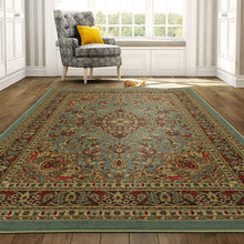 Load image into Gallery viewer, Ottomanson Ottohome Collection Persian Heriz Oriental Design with Non-Skid (Non-Slip) Rubber Backing Area Rug,5&#39;0&quot;X6&#39;6&quot;., Sage Green/Aqua Blue
