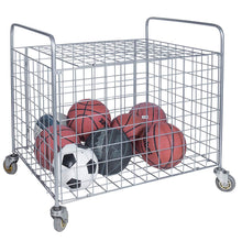 Load image into Gallery viewer, MyGift Metal Rolling Sports Ball Storage Hopper &amp; Equipment Cart
