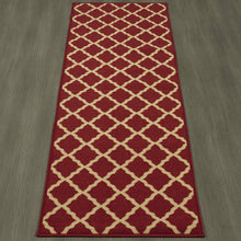 Load image into Gallery viewer, Ottomanson Ottohome Collection Contemporary Morrocan Trellis Design Non-Skid (Non-Slip) Rubber Backing Runner Rug, 20&quot; X 59&quot;, Red
