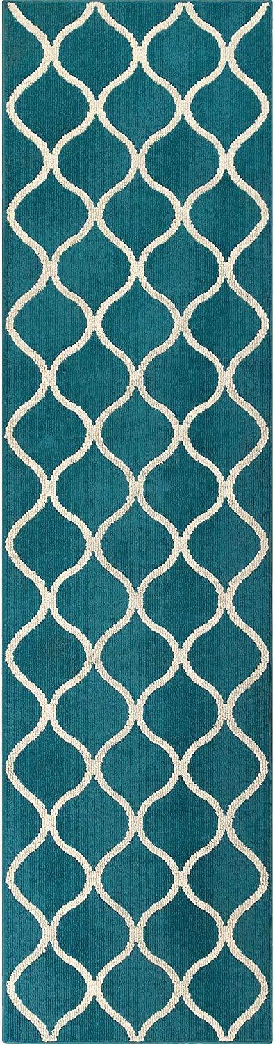 Maples Rugs Rebecca 2'6 x 10' Non Skid Hallway Carpet Entry Rugs Runners for Kitchen and Entryway, Grey/White