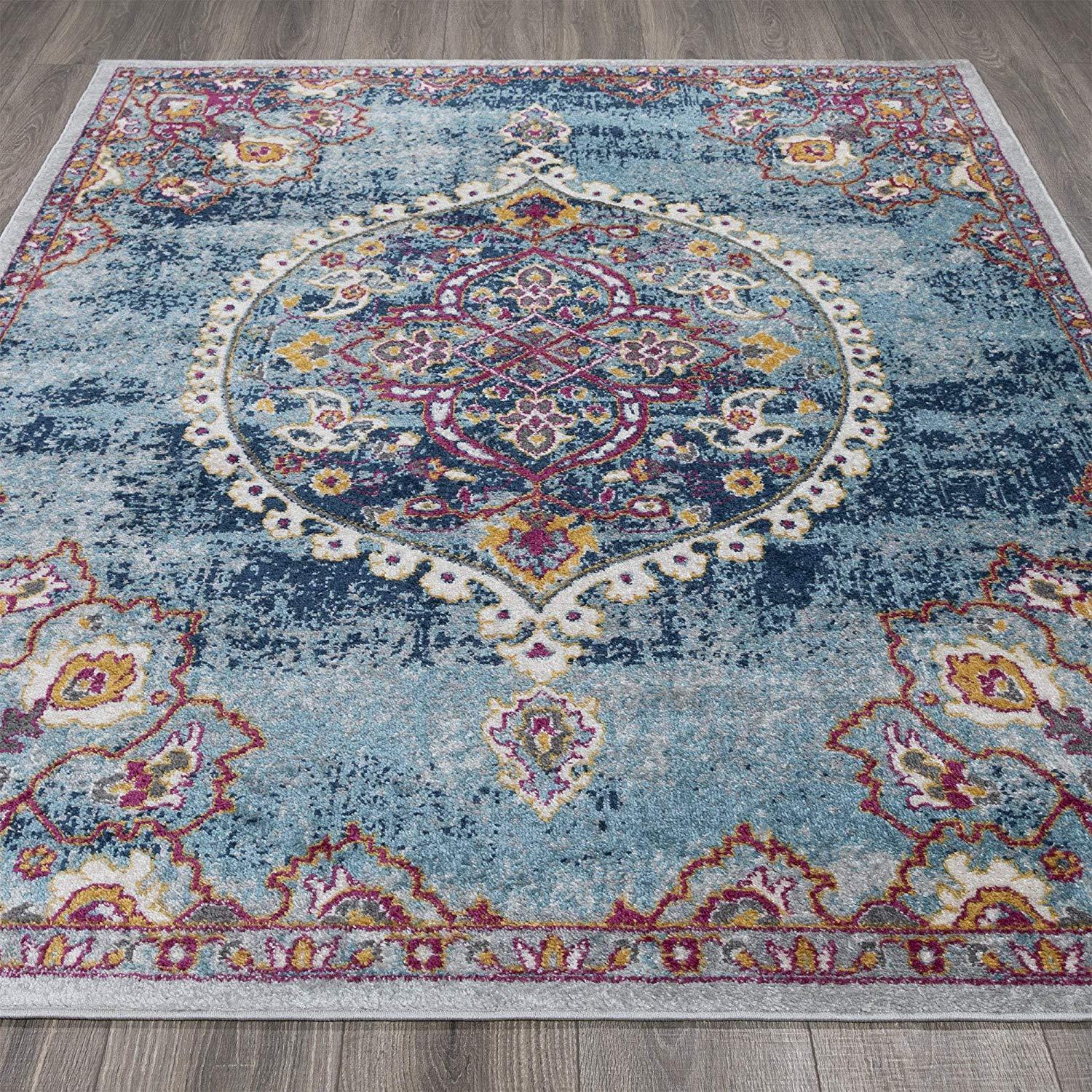 Ottomanson Area Rug, 5'3" x 7', Turquoise