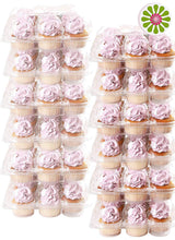 Load image into Gallery viewer, (12Pack x 12 Sets) STACK&#39;nGO Cupcake Carriers - High Tall Dome Clear Containers Thick Plastic Disposable Storage Boxes. Cup Cake Holders by Cakes of Eden
