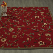 Load image into Gallery viewer, Ottomanson Ottohome Collection Floral Garden Design Modern Area Rug with Non-Skid (Non-Slip) Rubber Backing, Dark Red, 39&quot; L x 60&quot; W
