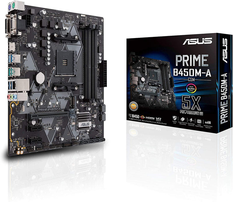 Asus Prime B450M-A/CSM AMD Ryzen 2 AM4 DDR4 HDMI DVI VGA M.2 USB 3.1 Gen2 mATX Motherboard