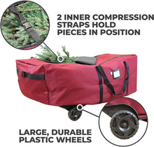Load image into Gallery viewer, 612 Vermont Rolling Christmas Tree Storage Bag, Holds Artificial Trees up to 9 Foot Tall, Patent Pending No Drag Wheel Frame, 59 Inch x 25 Inch x 22.5 Inch

