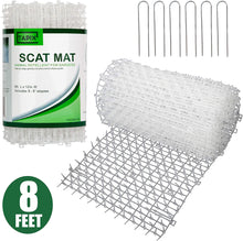 Load image into Gallery viewer, Tapix Cat Scat Mat Clear Anti-cat Network with Spikes Digging Stopper - Cat Deterrent Mat for Indoor and Outdoor 8 feet x 12 inches with 6 Staples

