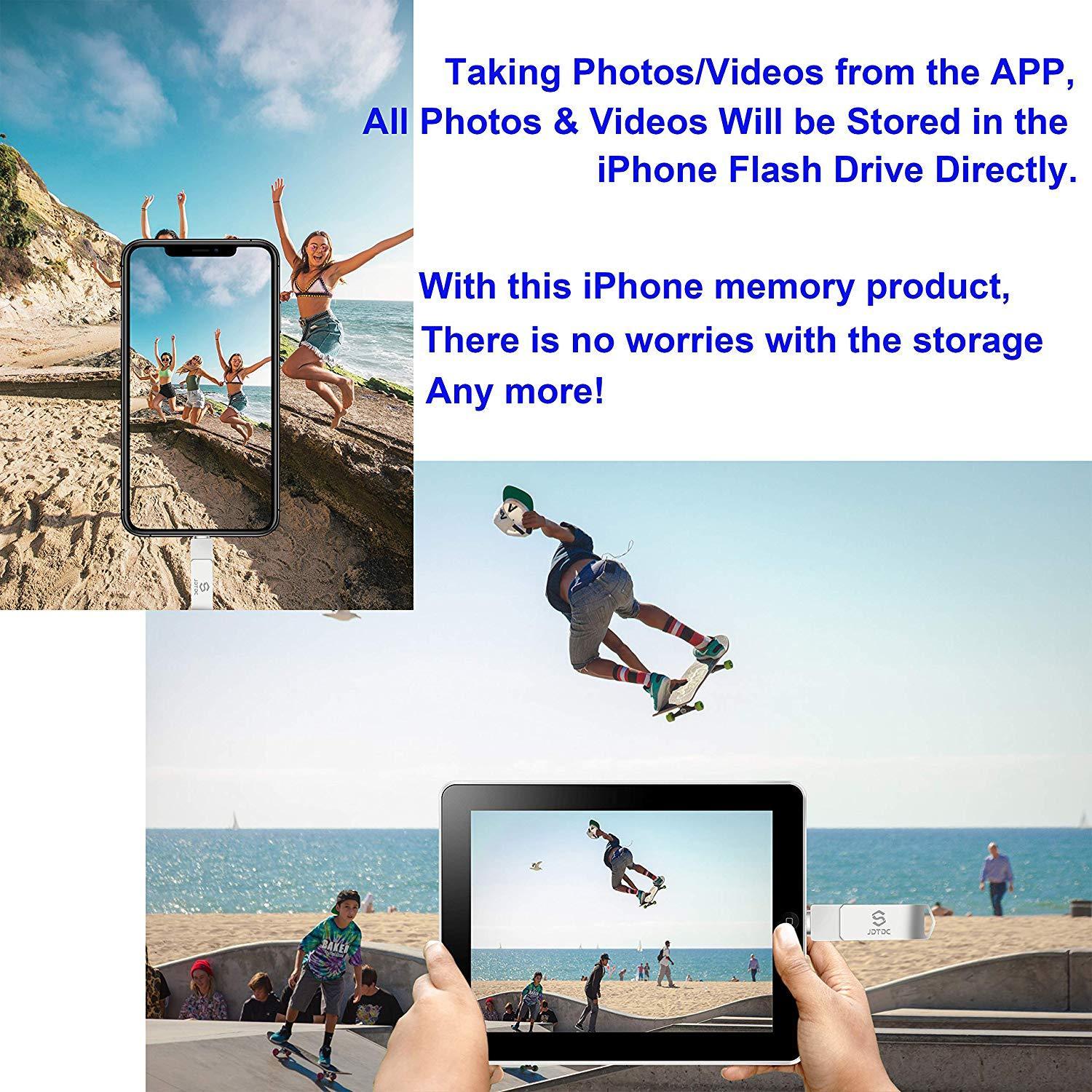 Photo-Stick-for-iPhone-Storage 256GB iPhone-Memory iPhone USB for Photos iPhone USB Flash Drive Memory for iPad External iPhone Storage iPhone Thumb Drive for iPad Photo Stick Mobile for iPhone USB
