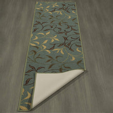 Load image into Gallery viewer, Ottomanson Otto Home Contemporary Leaves Design Modern Area Rug Hallway Runner, 2&#39;7&quot; X 9&#39;10&quot;, Sage Green/Aqua Blue
