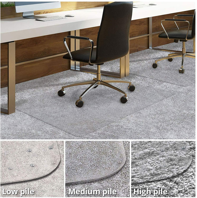 Office Marshal Chair Mat for Carpeted Floors | Desk Chair Mat for Carpet | Clear PVC Mat in Different Thicknesses and Sizes for Every Pile Type | Medium-Pile 40"x48"