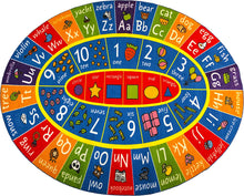 Load image into Gallery viewer, KC Cubs Playtime Collection ABC Alphabet, Numbers and Shapes Educational Learning &amp; Game Area Oval Rug Carpet for Kids and Children Bedrooms and Playroom
