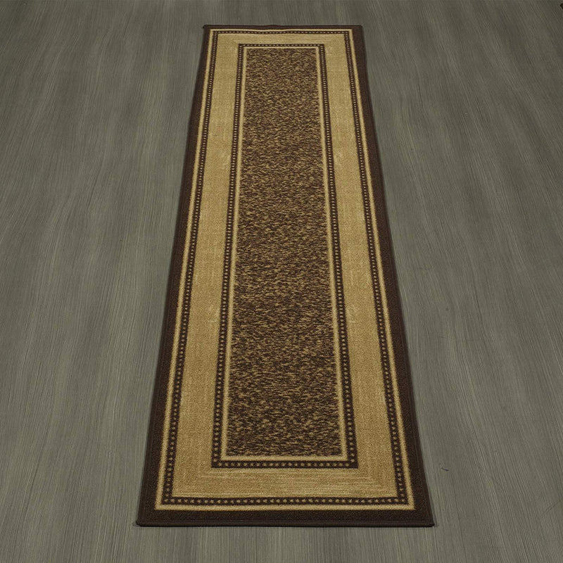 Ottomanson Ottohome Collection Contemporary Bordered Design Modern Runner Rug, 20" x 59", Chocolate Brown