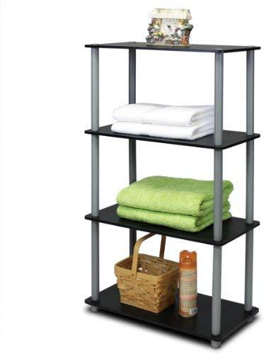 Furinno (99557BK/GY) Turn-N-Tube 4-Tier Multipurpose Shelf Display Rack - Black/Grey