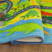 Load image into Gallery viewer, KC Cubs Playtime Collection Dinosaur Dino Safari Road Map Educational Learning &amp; Game Area Rug Carpet for Kids and Children Bedrooms and Playroom (5&#39;0&quot; x 6&#39;6&quot;)

