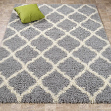 Load image into Gallery viewer, Ottomanson Collection shag Trellis Area Rug, 7&#39;10&quot; x 9&#39;10&quot;, Gray - SHG2273-8X10
