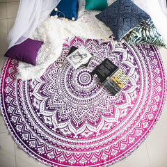 PAGISOFE Magenta Marvel Mandala Round Tapestry Hippie Indian Mandala Beach Blanket or Hippy Bohemian Table Cover or Boho Gypsy Cotton Tablecloth Beach Towel Meditation Round Yoga Mat - 72 Inches, Pink