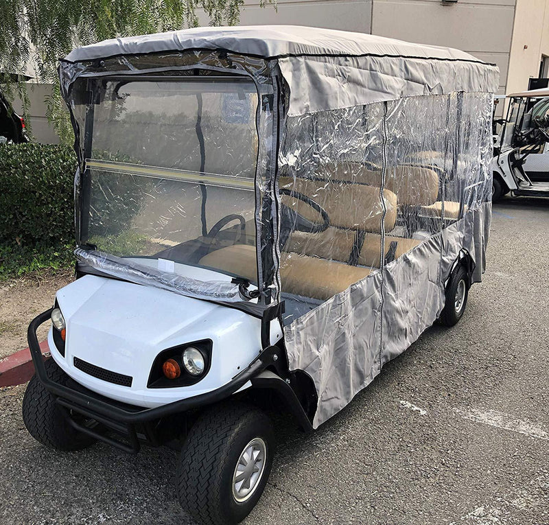 Formosa Covers Premium Tight Weave Golf Cart Driving Enclosure 6 Seater Passenger EZGO 4 + 2 Bench - 119" L x 44" W x 63" H