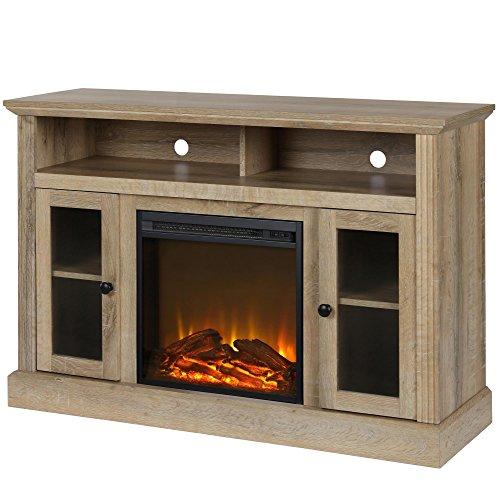 Ameriwood Home Chicago TV Stand with Fireplace, Rustic Gray