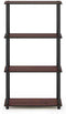 Furinno (99557BK/GY) Turn-N-Tube 4-Tier Multipurpose Shelf Display Rack - Black/Grey