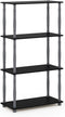 Furinno (99557BK/GY) Turn-N-Tube 4-Tier Multipurpose Shelf Display Rack - Black/Grey