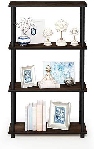 Furinno (99557BK/GY) Turn-N-Tube 4-Tier Multipurpose Shelf Display Rack - Black/Grey