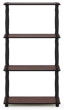 Furinno (99557BK/GY) Turn-N-Tube 4-Tier Multipurpose Shelf Display Rack - Black/Grey