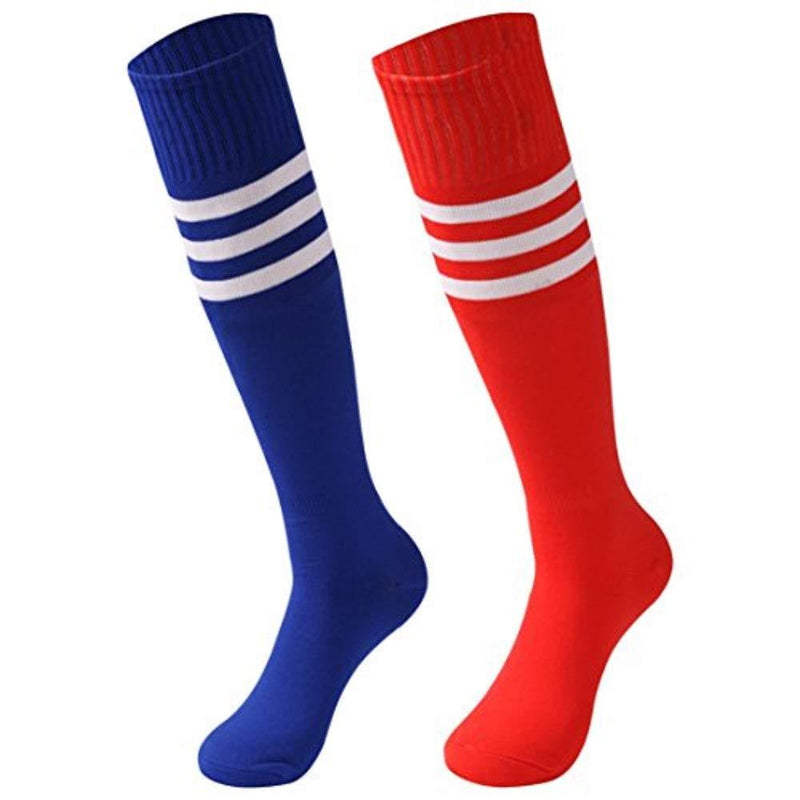 saounisi Unisex Tube Socks Stripe,2 Pairs Knee High Football Soccer Volleyball Baseball Cheerleading Team Socks