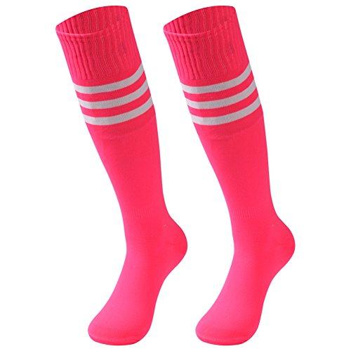 saounisi Unisex Tube Socks Stripe,2 Pairs Knee High Football Soccer Volleyball Baseball Cheerleading Team Socks