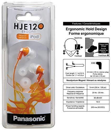 Panasonic ErgoFit In-Ear Earbud Headphones RP-HJE120-K (Black) Dynamic Crystal Clear Sound, Ergonomic Comfort-Fit