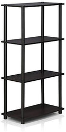 Furinno (99557BK/GY) Turn-N-Tube 4-Tier Multipurpose Shelf Display Rack - Black/Grey