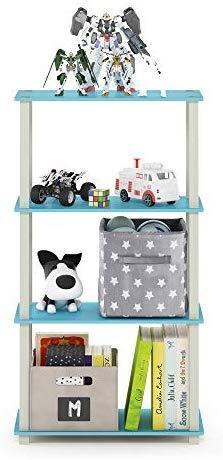 Furinno (99557BK/GY) Turn-N-Tube 4-Tier Multipurpose Shelf Display Rack - Black/Grey