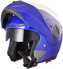 AHR Full Face Flip up Modular Motorcycle Helmet DOT Approved Dual Visor Motocross Blue M